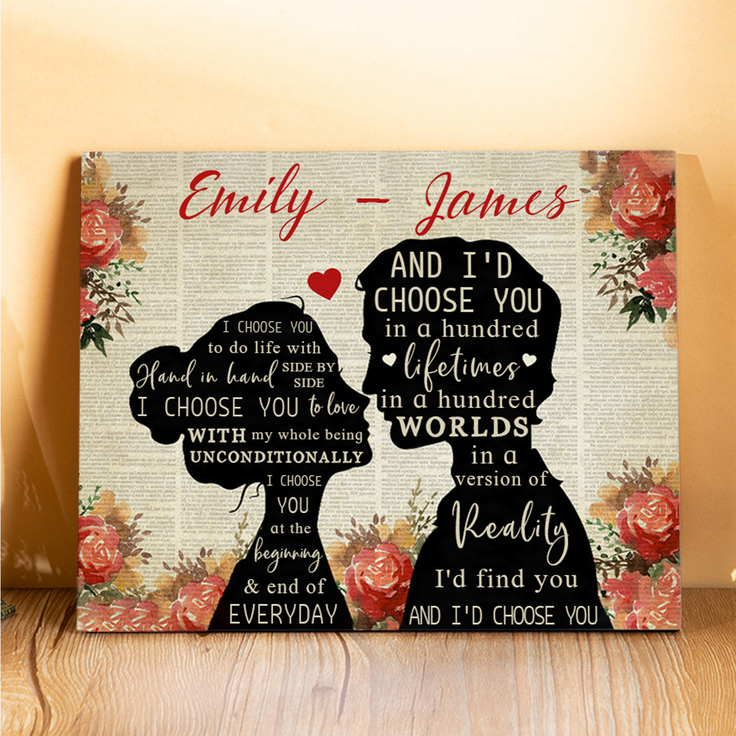 Personalised Wooden Plaque Custom 2 Names Art Decorations Desktop Ornaments Couple Gifts - I'd Find You And I'd Choose You-Jessemade AU