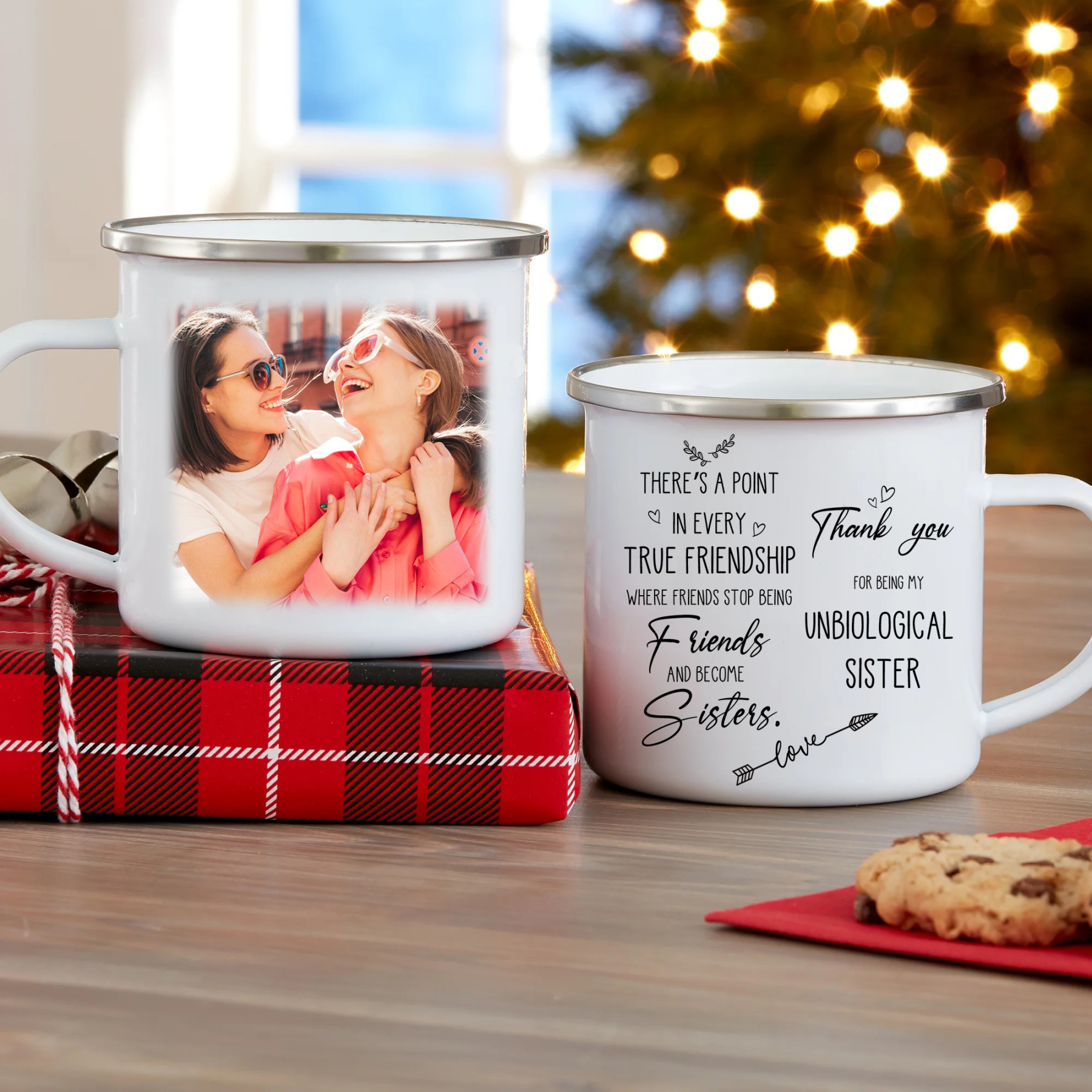 Customised Photo Mug Enamel Cup "Thank You For Being My Unbiological Sister" Personalised Gifts for Besties/Friends-Jessemade AU