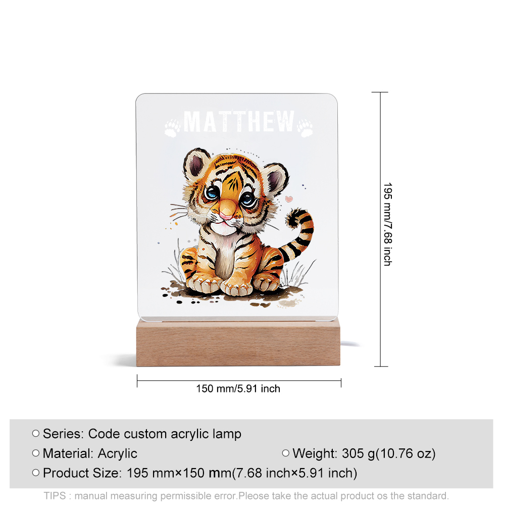 Baby Tiger Personalised LED Night Light Custom Name Night Lamp Nursery Home Decor Gifts For Baby-Jessemade AU