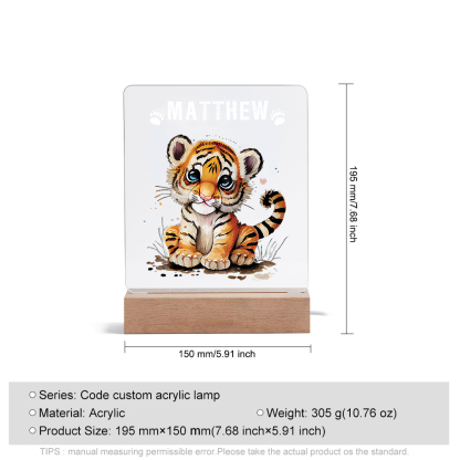 Baby Tiger Personalised LED Night Light Custom Name Night Lamp Nursery Home Decor Gifts For Baby-Jessemade AU