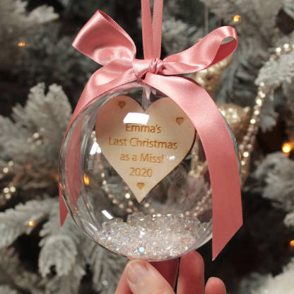 Personalised Heart Ball Ornament Custom 1st Christmas Bauble Gifts-Jessemade AU