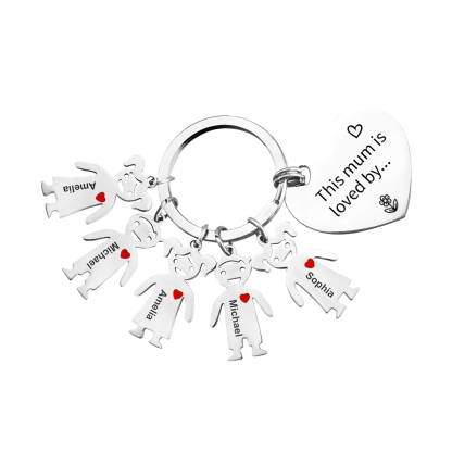5 Names - Personalised Keychain with Kid Charm Engraved Names Keychain Mother's Day Gift for Mum-Jessemade AU