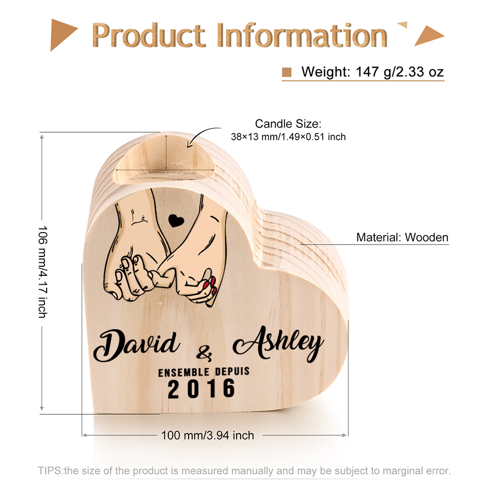 For Couple-Personalised Wooden Heart Candle Holder Pinky Promise Candlesticks-Jessemade AU
