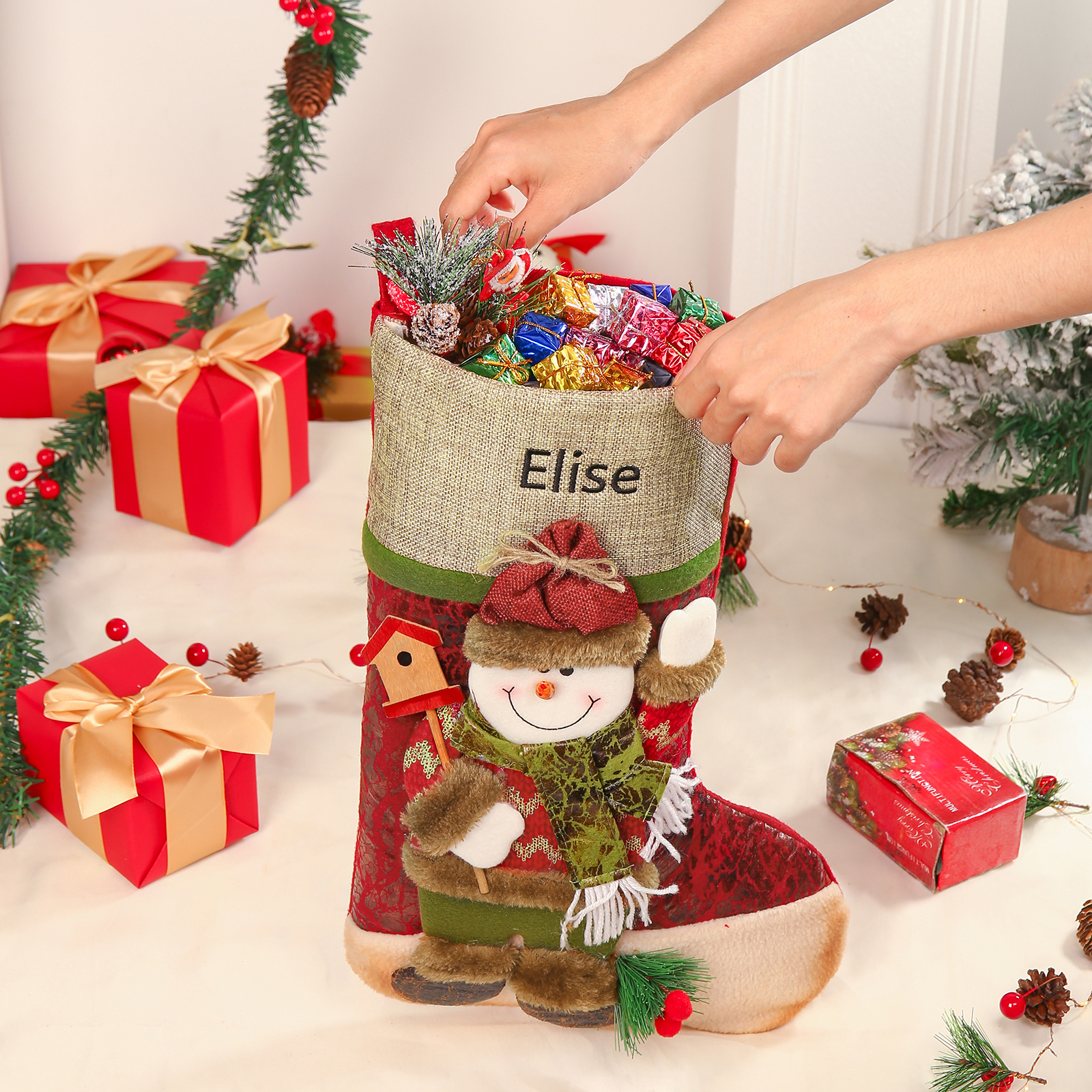 Christmas Stockings Ornaments Customised 1 Name Christmas Sock Personalised Gifts for Family Friends-Jessemade AU