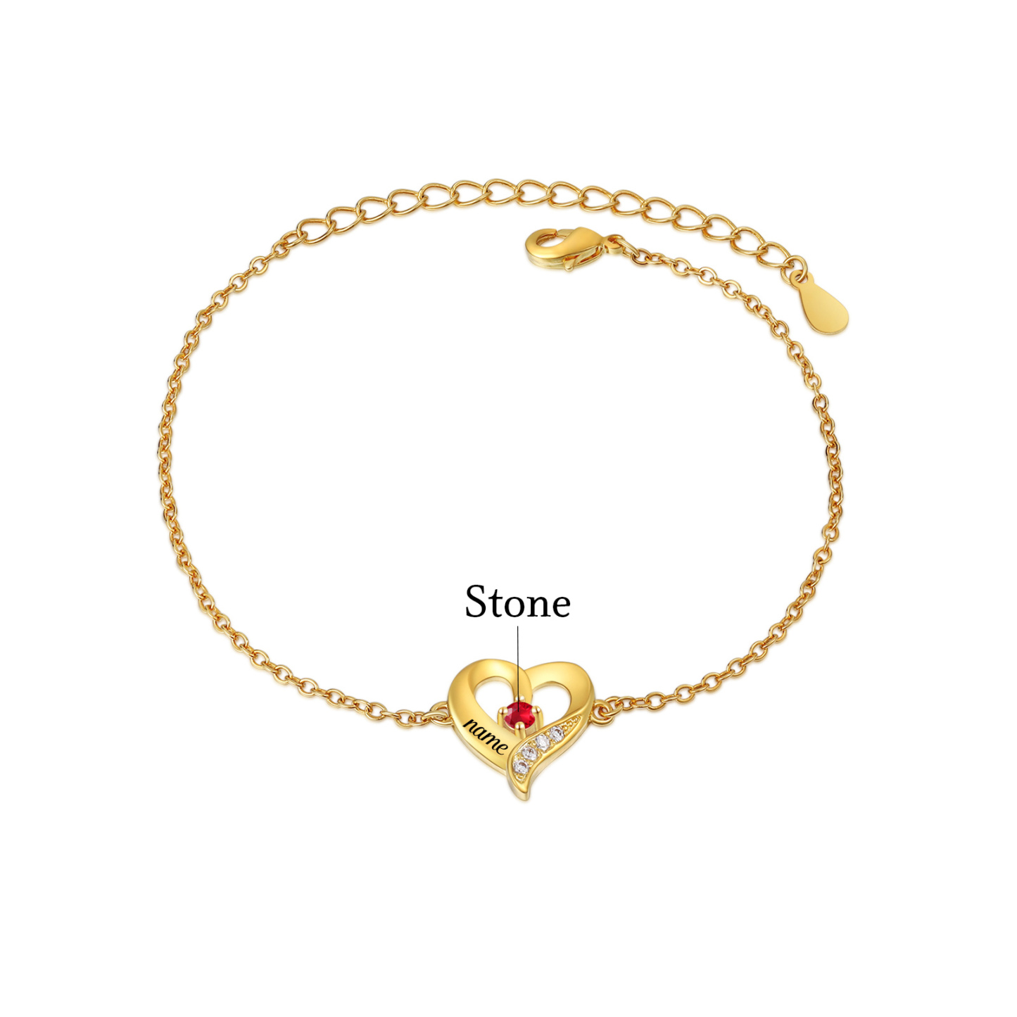 1 Name - Personalised Heart Bracelet Custom Name & Birthstone Bracelets Valentine's Day Gift For Her-Jessemade AU