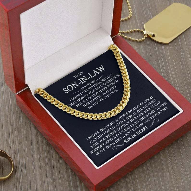 To My Son-In-Law Necklace Cuban Link Chain Necklace Gift Set - You're More Than Just A Son-In-Law, You're Also My Son-In-Heart-Jessemade AU