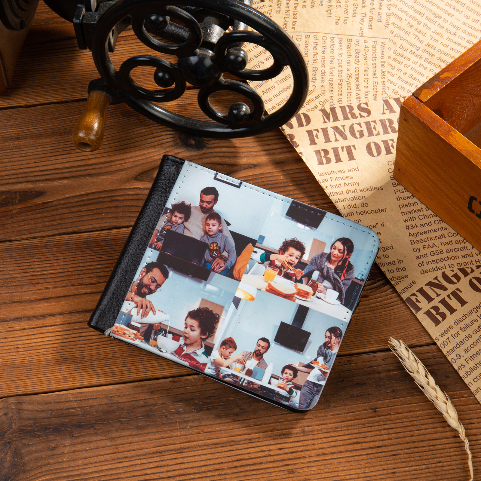 Personalised Leather Wallet Engraved Photo Short Purse Custom Folding Wallet Gifts For Him-Jessemade AU