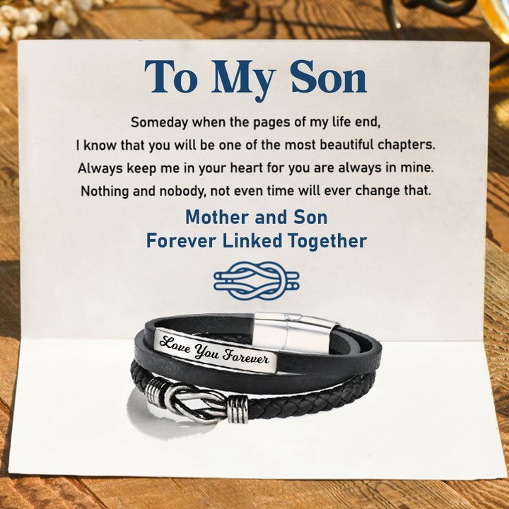 To My Grandson Customised Infinity Knot Leather Bracelet Bracelet "Forever Linked Together" Inspirational Gifts For grandon-Jessemade AU