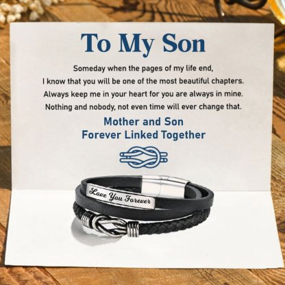 To My Grandson Customised Infinity Knot Leather Bracelet Bracelet "Forever Linked Together" Inspirational Gifts For grandon-Jessemade AU