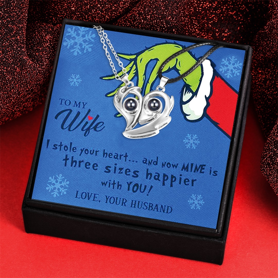 Personalised 100 Languages "I Love You" Heart Projection Necklace Custom Photo Gifts For Her-Jessemade AU