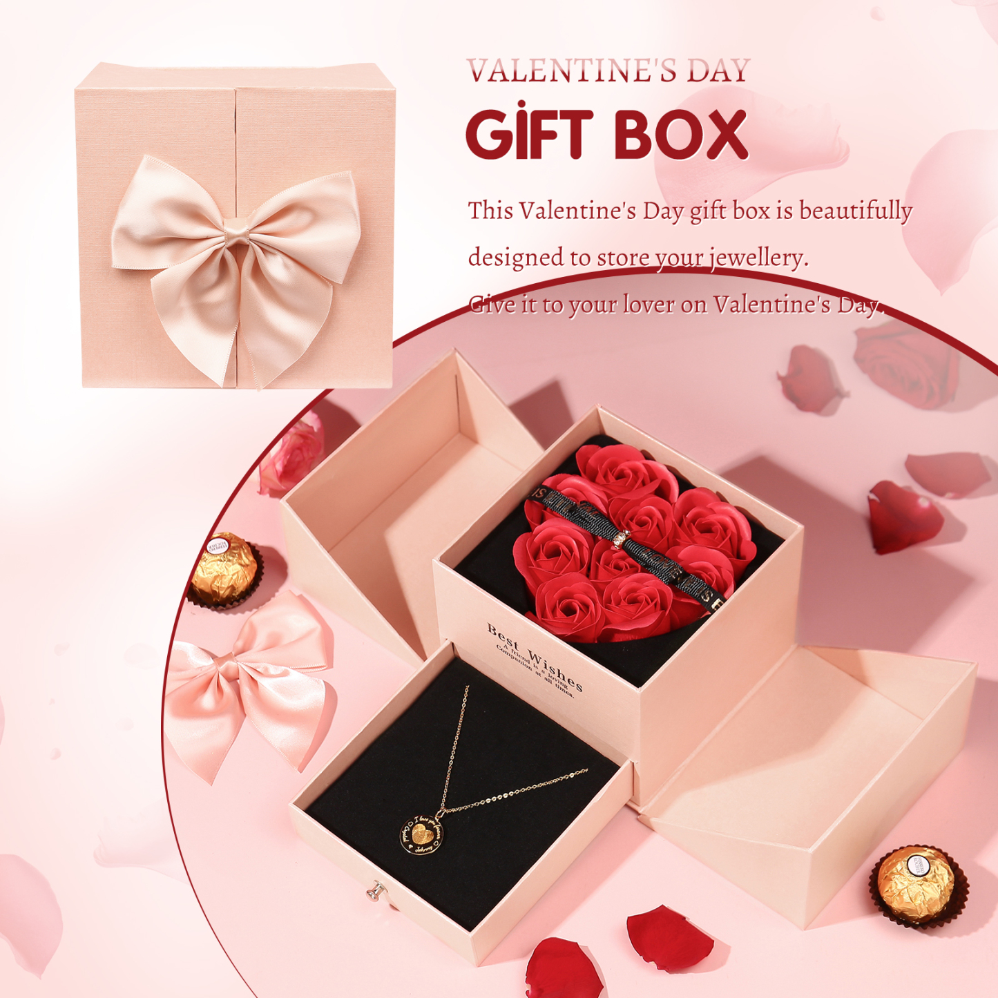Red Rose Exquisite Jewelry Box Storage Box Valentine's Day Gift Packaging Box-Jessemade AU