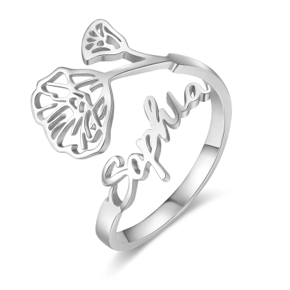 Personalised August Birth Flower Ring With Name Gifts For Her-Jessemade AU