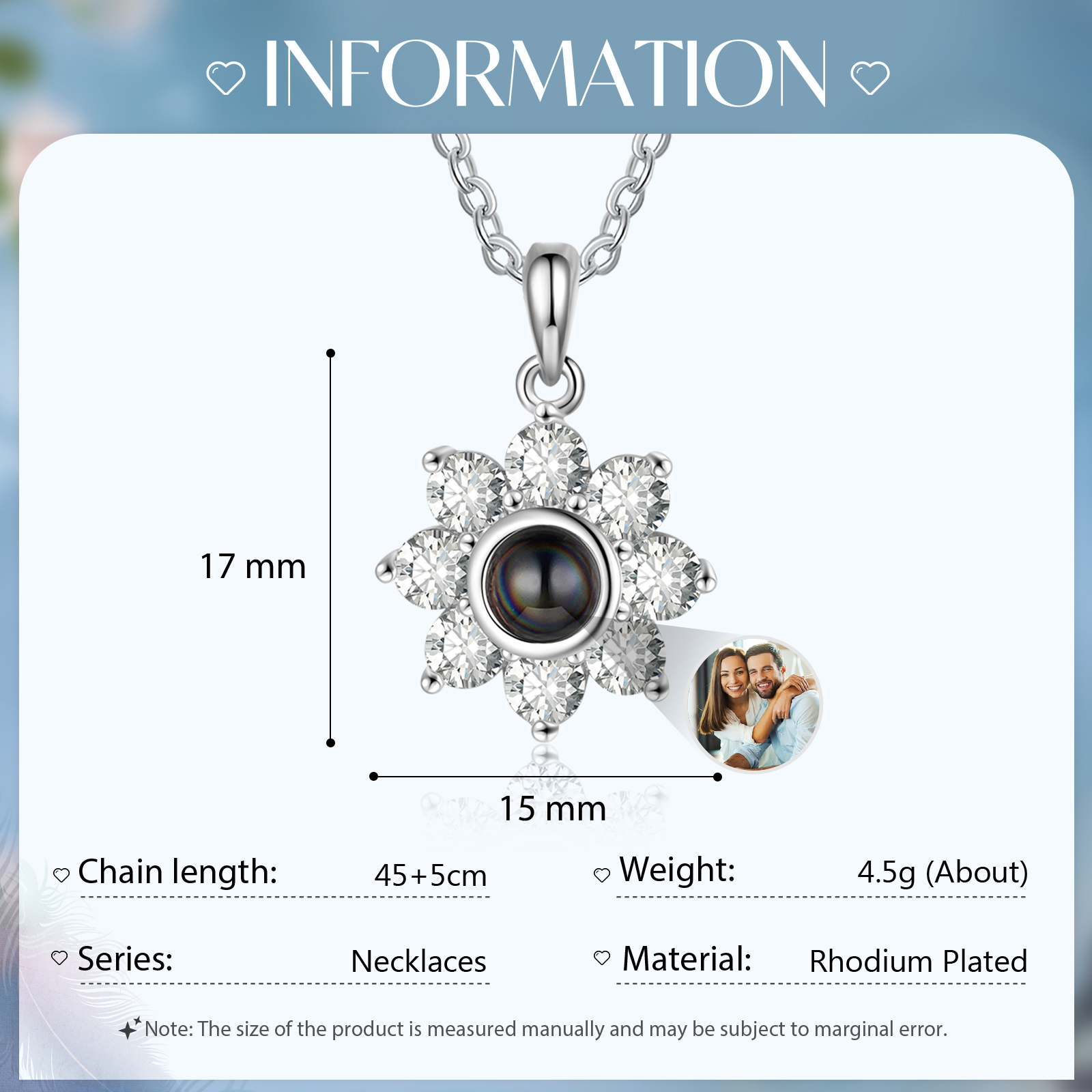 Personalised Flower Pendant Necklace Custom Photo Projection Necklace Romantic Gifts For Her-Jessemade AU