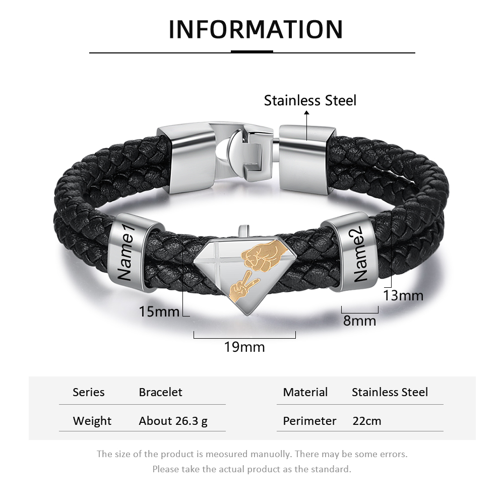 Personalised 2 Beads Men's Bracelet For Him-Jessemade AU