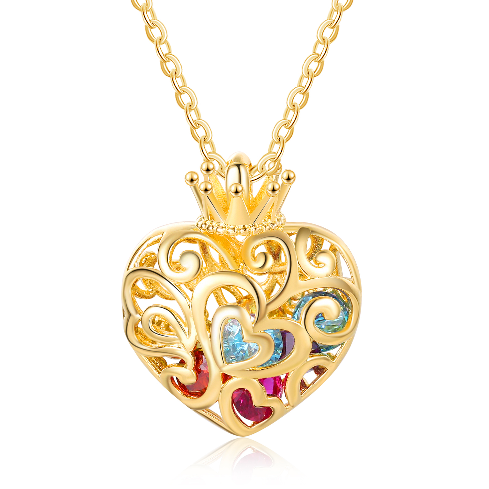 Personalised Tridimensional Birthstone-Heart Necklace-Jessemade AU