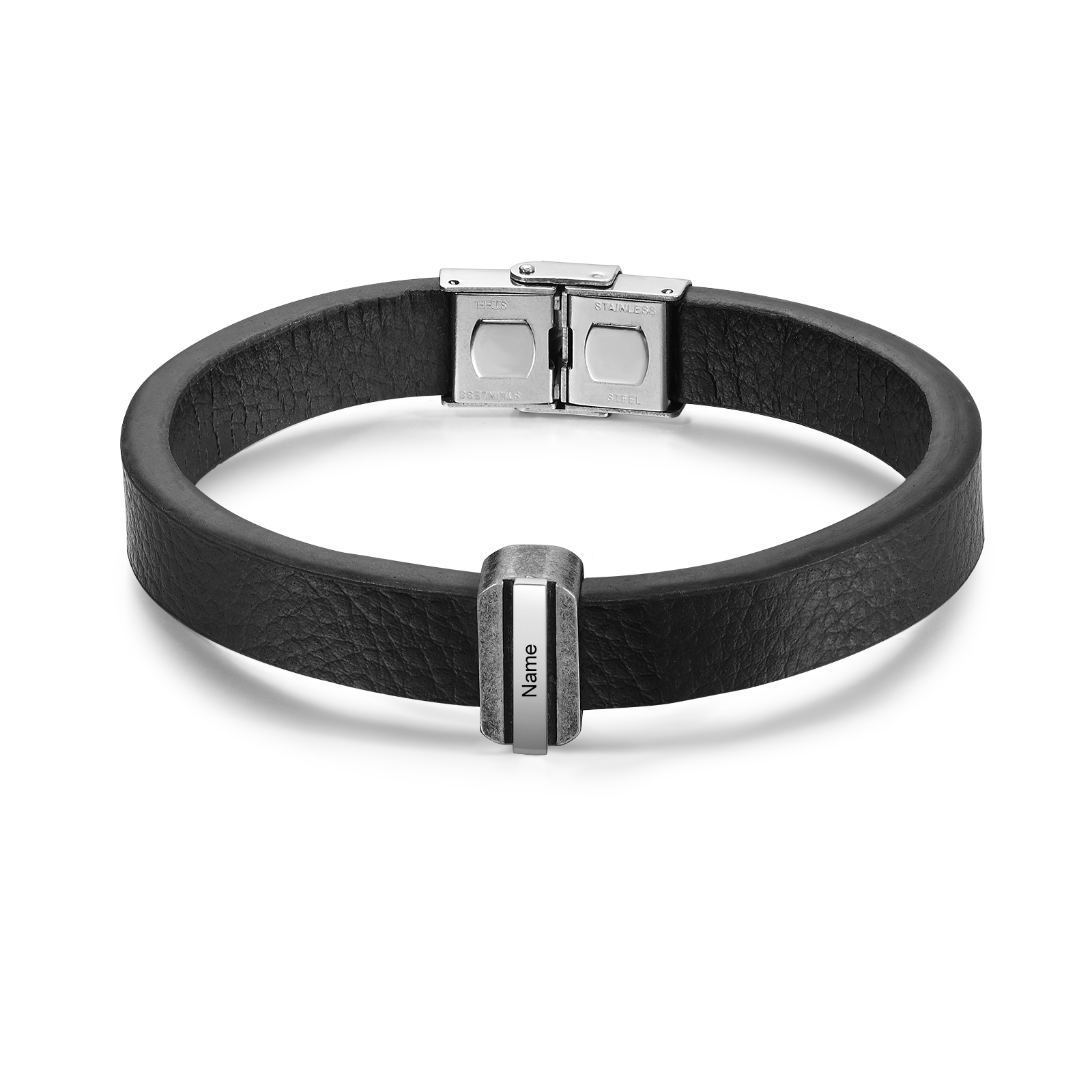 Personalised Men's Leather Bracelet Custom 1 Name Bead Bracelet Father's Day Gifts for Him-Jessemade AU