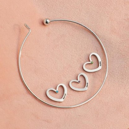 Customised Heart Charms With 1 Birthstone and Name-Jessemade AU