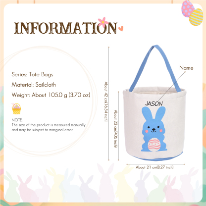 Personalised Bunny Tote Bag Custom Name Bunny Bucket Bag Easter Gifts-Jessemade AU