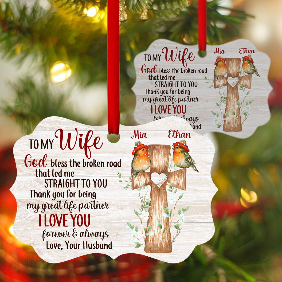 To My Wife Memorial Ornament " I Love You Forever And Always" Christmas Memorial Home Decor-Jessemade AU
