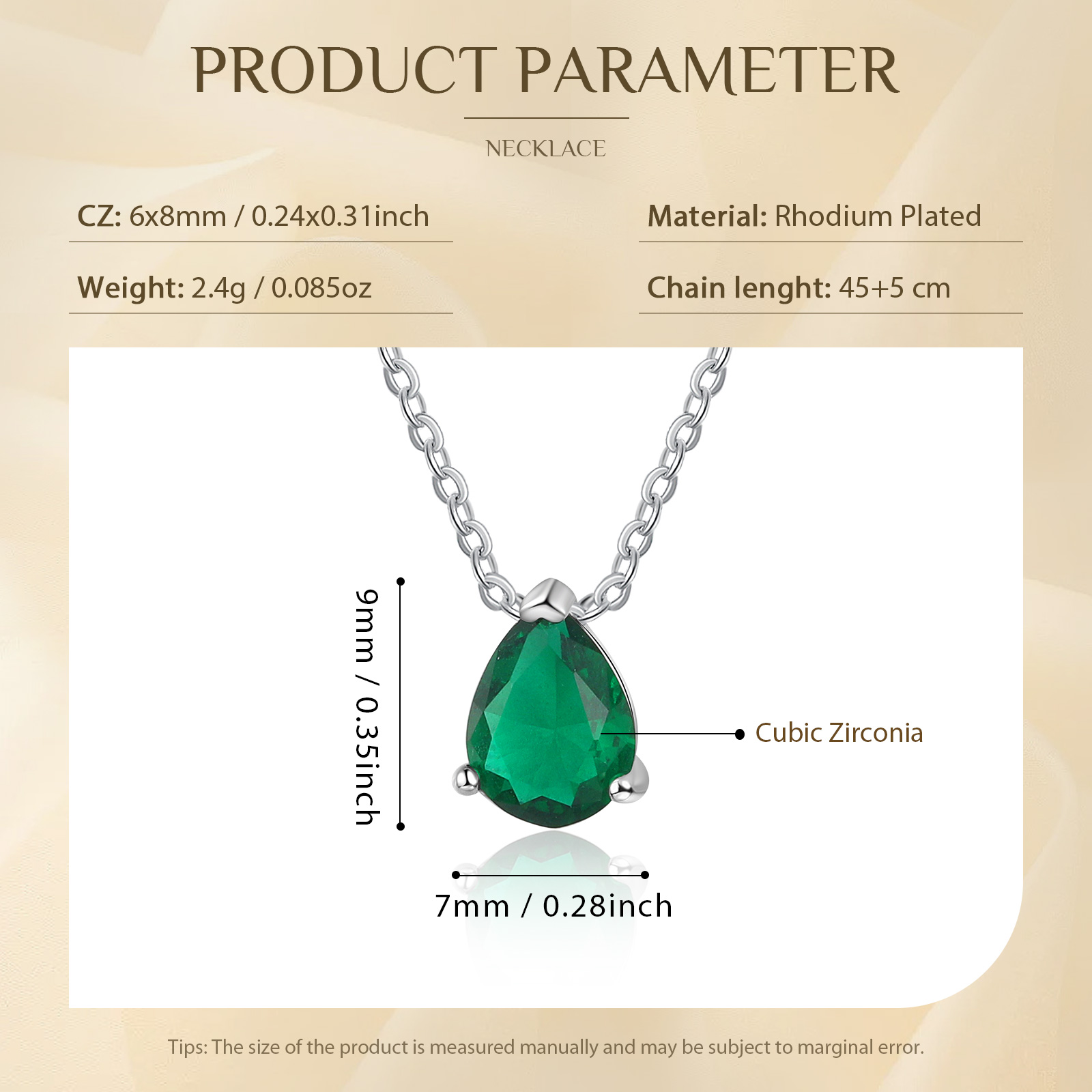 Personalised Drop-Shaped Pendant Necklace Custom Birthstone Necklace Birthday Gift for Women Girls-Jessemade AU