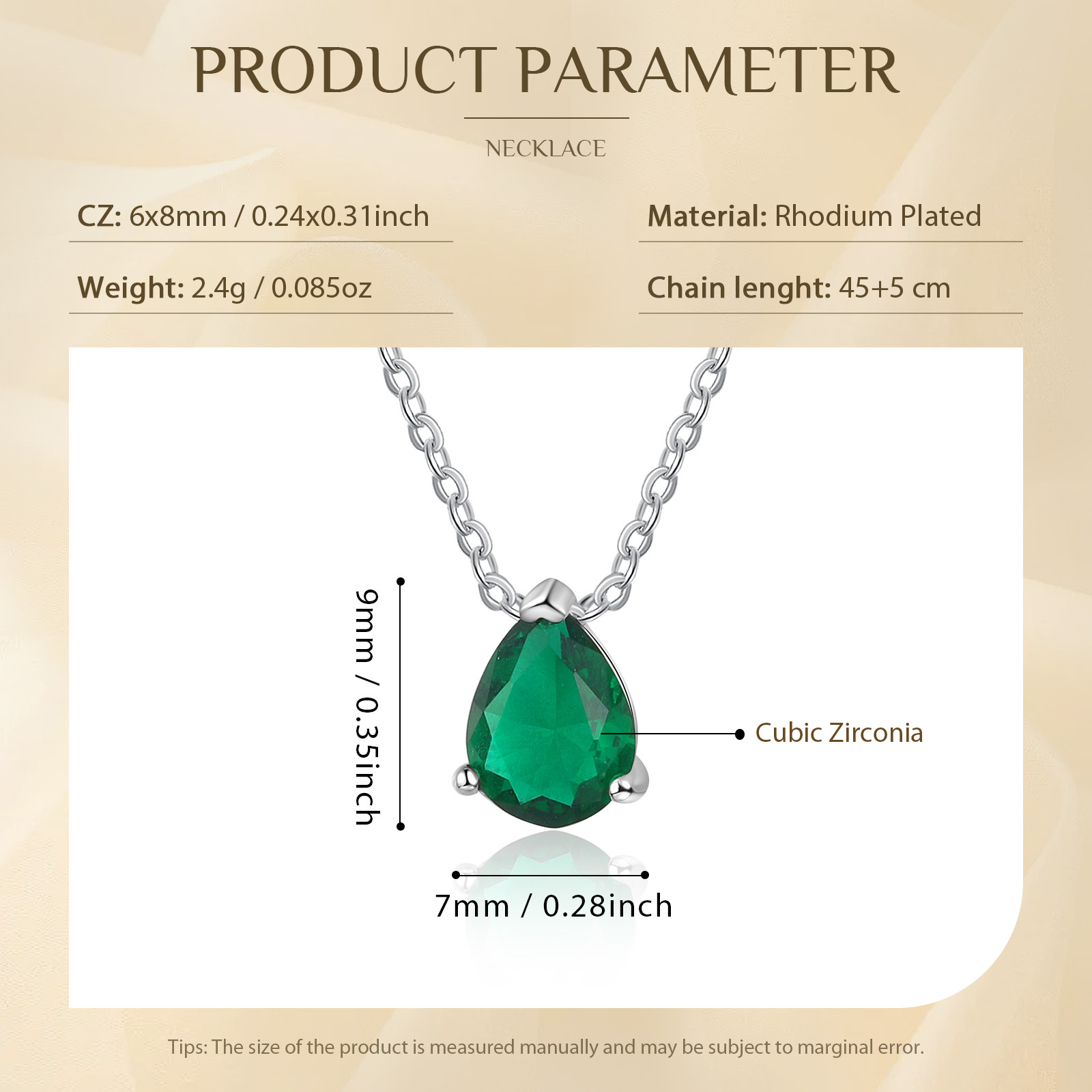 Personalised Drop-Shaped Pendant Necklace Custom Birthstone Necklace Birthday Gift for Women Girls-Jessemade AU