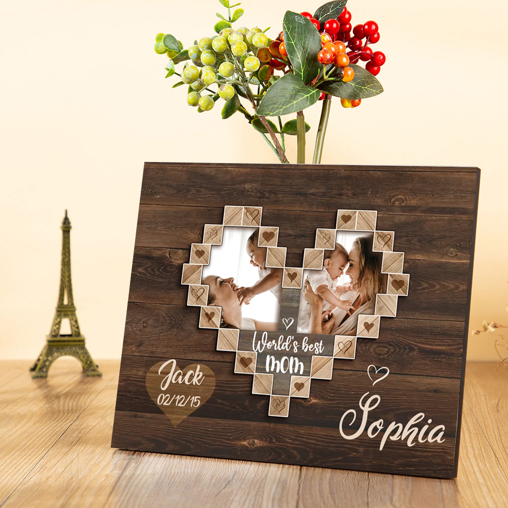 Mother Picture Board Personalised Photo Keepsake With 1 Kid Names Wood Signs Photo Frame Gifts For Mom-Jessemade AU