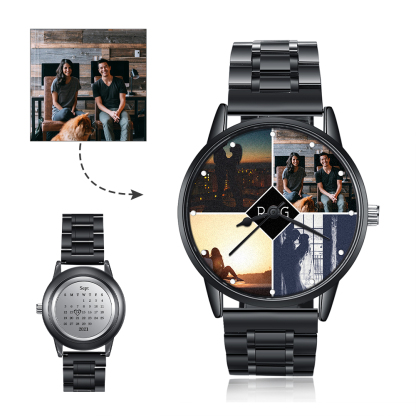 Personalised Photo Watch Custom 4 Photos Mechanical Watch Date Keepsake Gifts for Him-Jessemade AU
