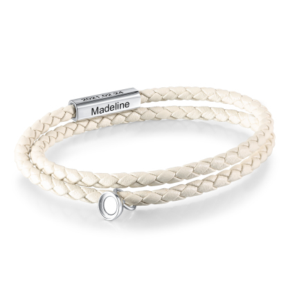 Leather Couple Magnetic Bracelet Personalised Names and Date Bracelet Set-Jessemade AU