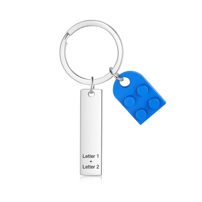 Brick Heart Keyring Set Custom 2 Letters Matching Couple Keychain Valentine's Day Gifts For Couples/Friends-Jessemade AU