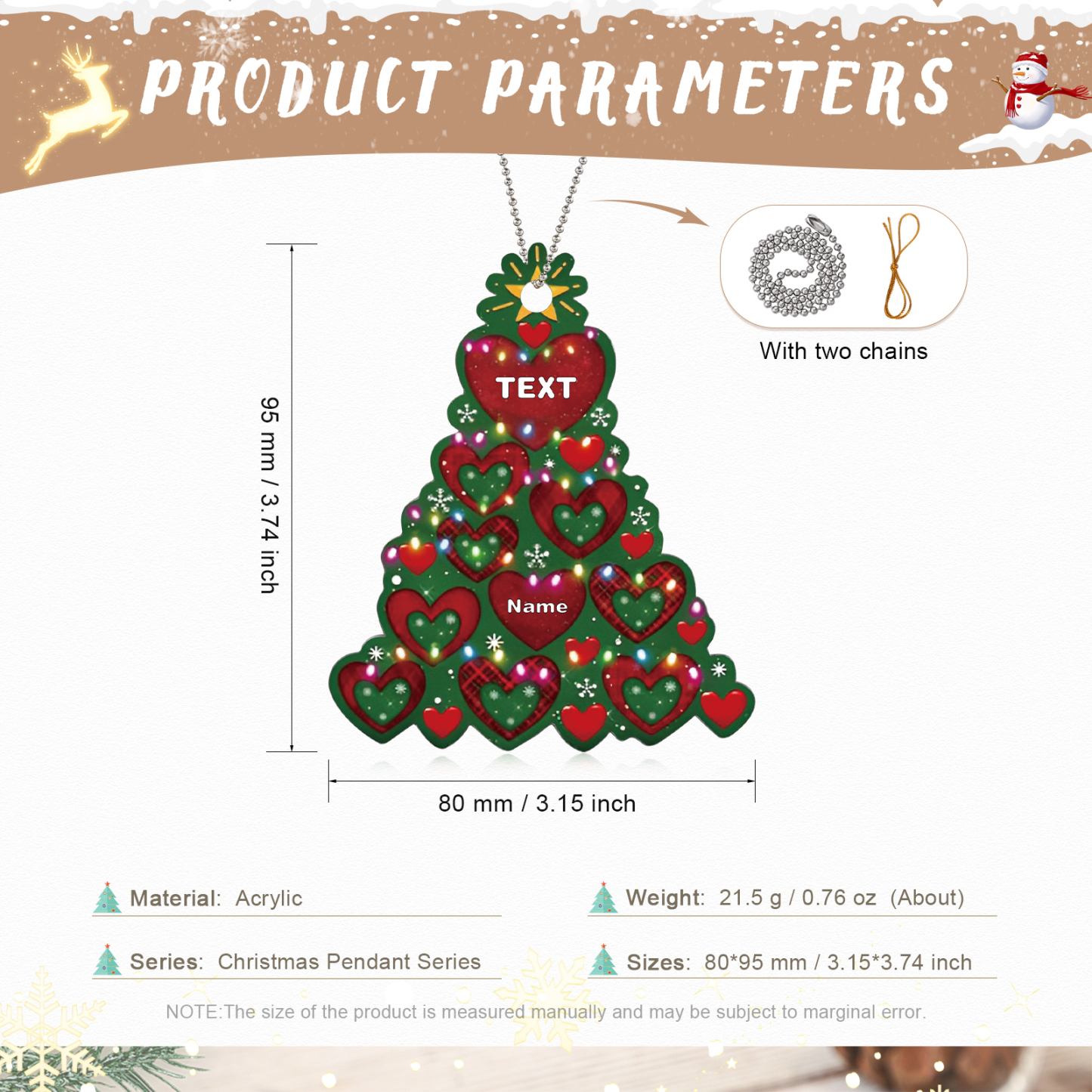 1 Name - Personalised Christmas Tree Ornament Customised Name & Text Acrylic Love Hanging Ornaments Gift for Family-Jessemade AU