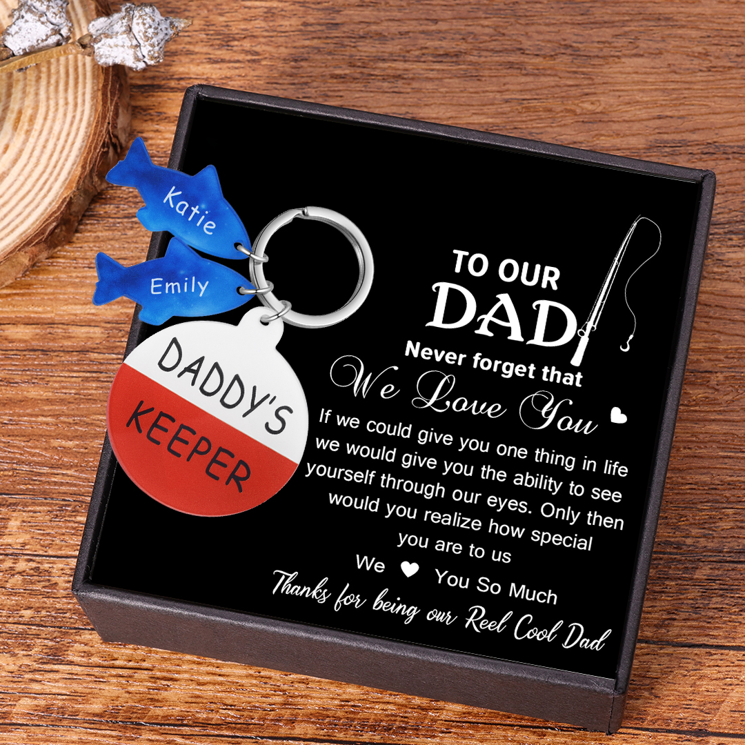 Personalised 2 Names & 1 Text Fishes Keychain Engraved Kids Names Acrylic Keychain Gifts for Daddy-Jessemade AU