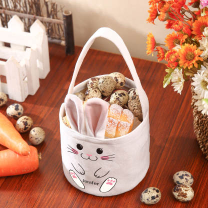 Personalised Bunny Tote Bag Customised With Name Bucket Bag Bunny Basket Easter Gifts-Jessemade AU