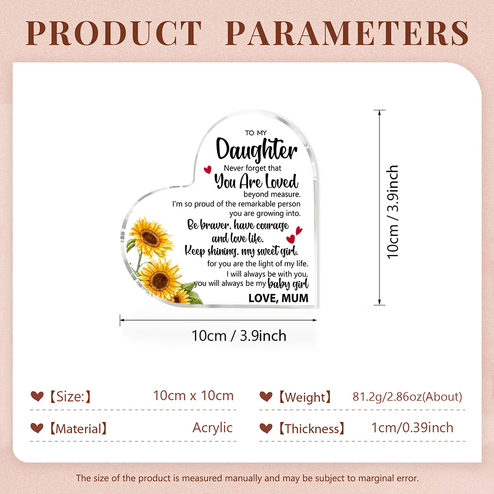 To My Daughter Acrylic Heart Keepsake Heart Ornament - You Will Always Be My Baby Girl-Jessemade AU