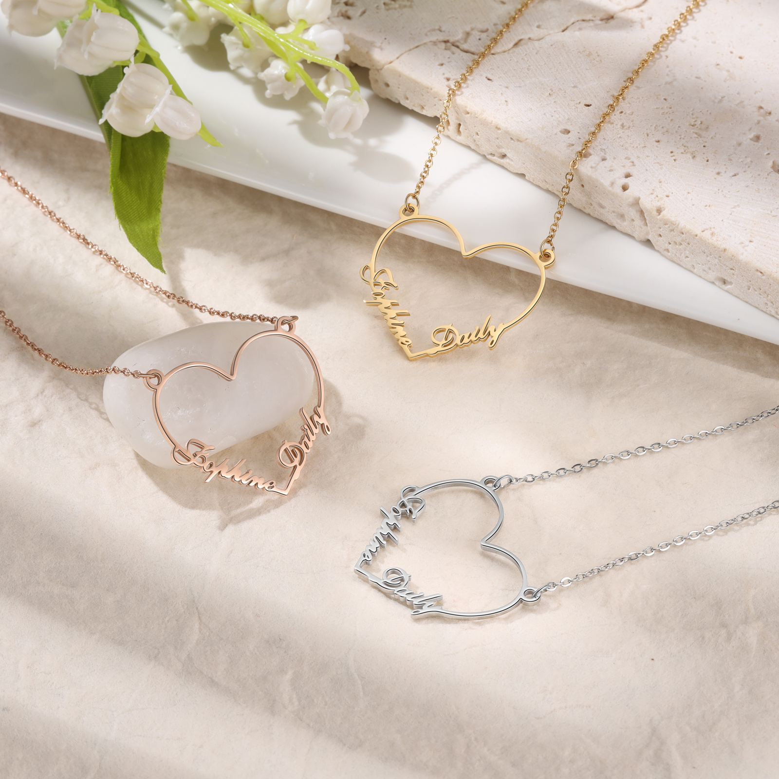 Personalised Heart Necklace Custom 1 Name Necklace Classic Jewelry Gift For Her-Jessemade AU