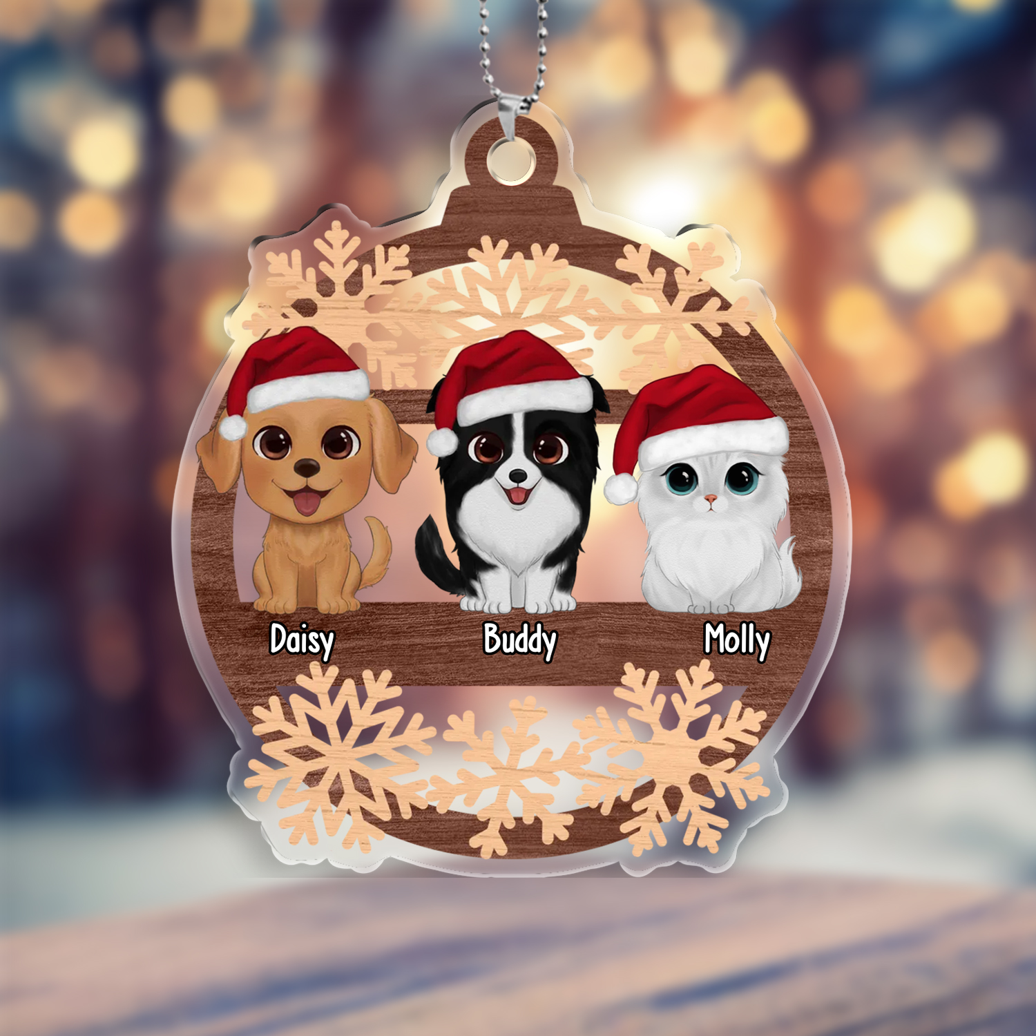 Pet Christmas Ornaments Customised 1–6 Names Wooden Christmas Decor Personalised Gifts for Family Friends-Jessemade AU