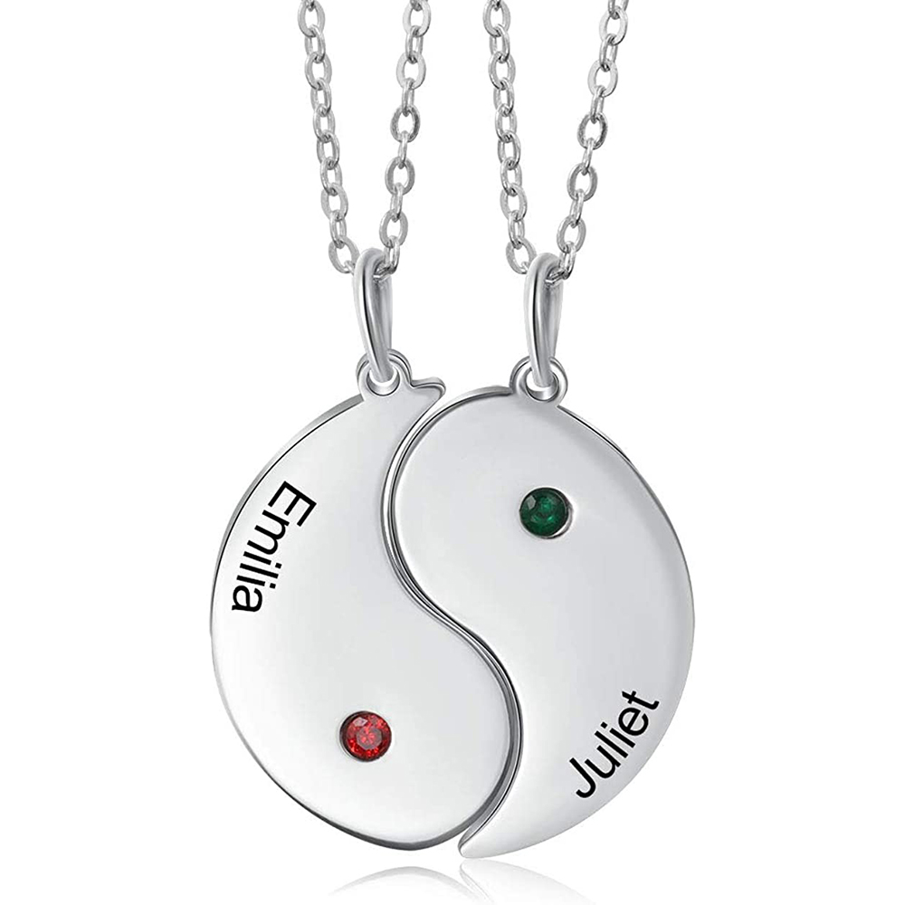 Personalised Yin Yang Taichi Pendant Couple Necklace Engrave 2 Names Matching Necklace Couple Gift-Jessemade AU