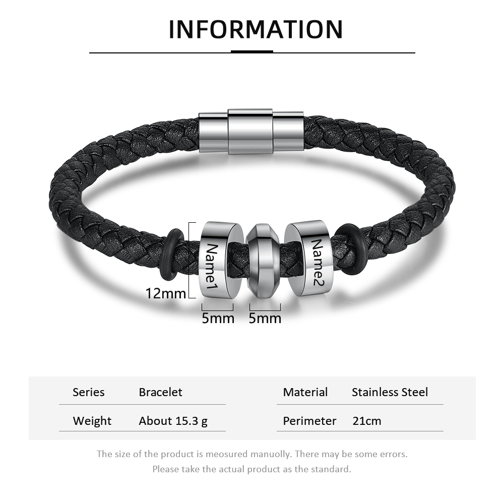 Personalised 2 Beads Men's Bracelet For Him-Jessemade AU