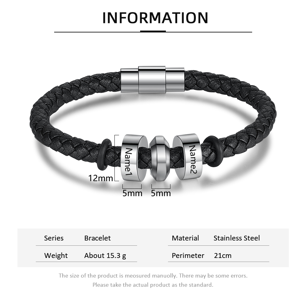 Personalised 2 Beads Men's Bracelet For Him-Jessemade AU