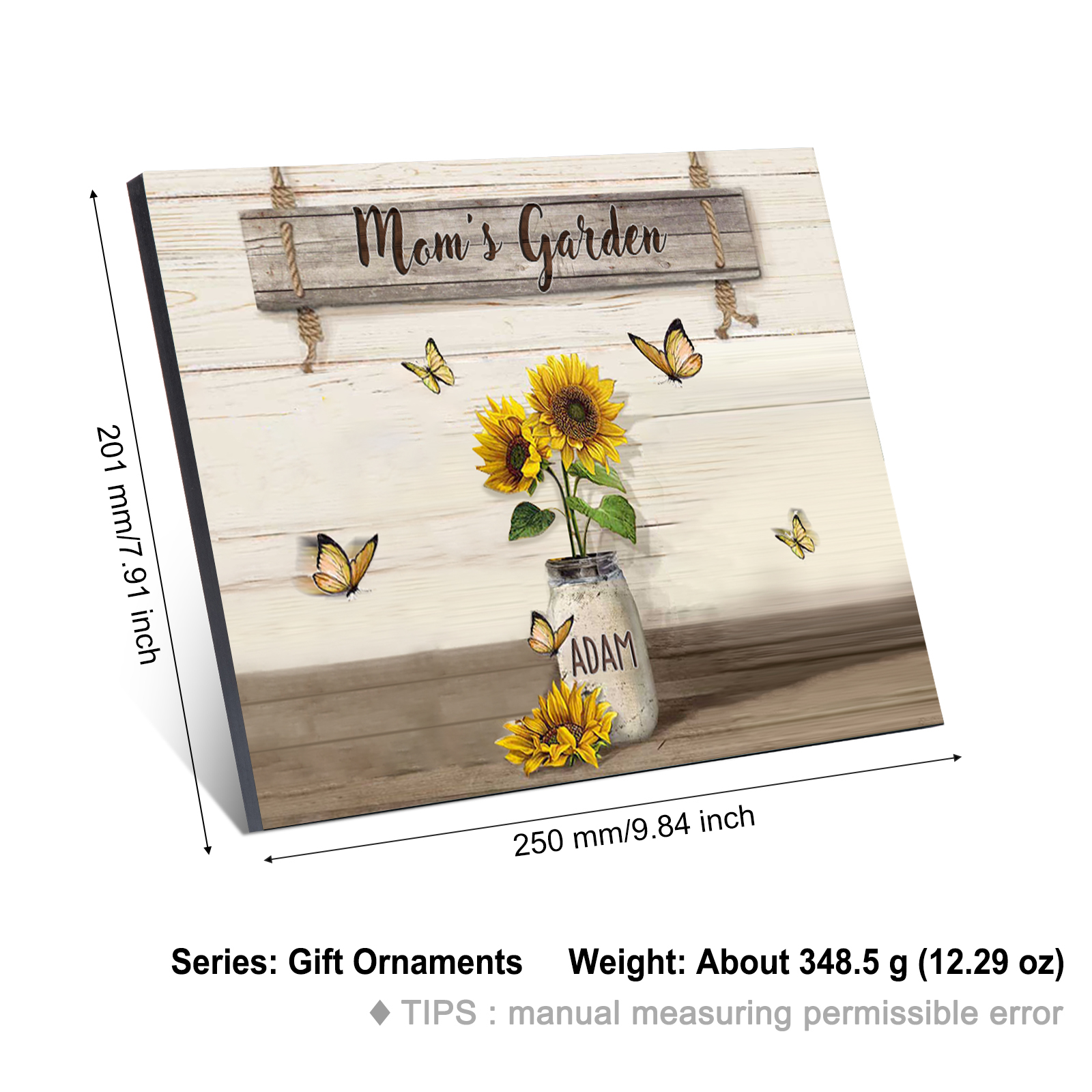 1 Name - Personalised Wooden Plaque Sunflowers Customised with Text Home Decoration Gift for Mother/Grandma-Jessemade AU