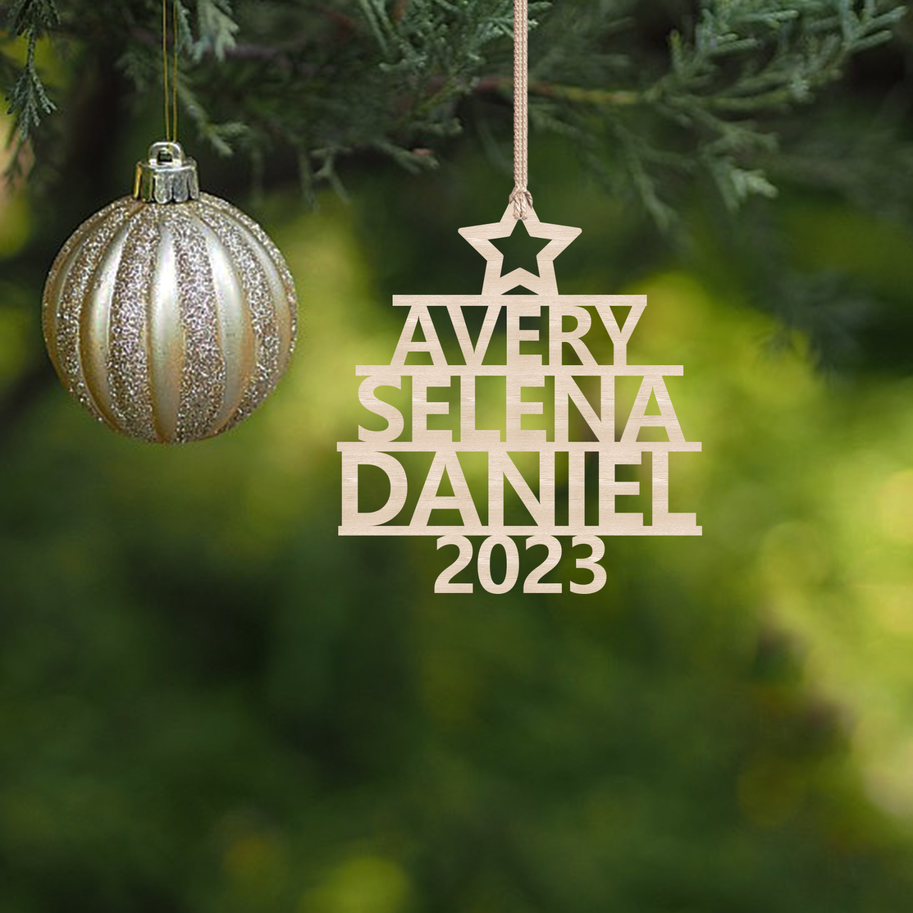 3 Names - Personalised Christmas Tree Ornaments Customised Name Xmas Wooden Decor Gifts for Family Friends-Jessemade AU