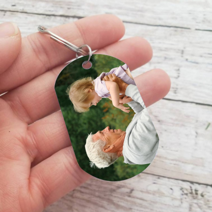 Memorial Grandpa Keychain Custom 1 Photo Keychain Memorial Gift - I have Angel in Heaven I call him Grandpa-Jessemade AU