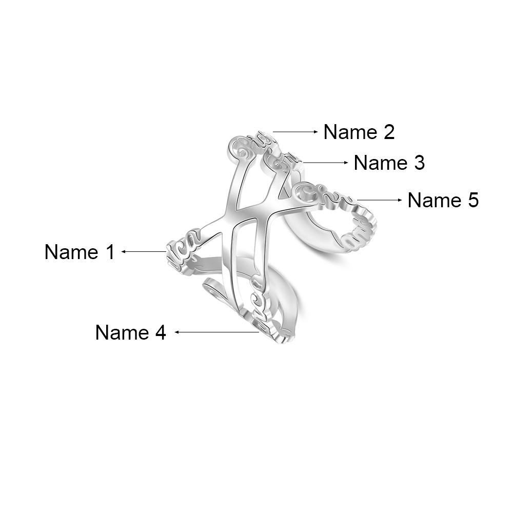 Personalised Ring Custom 5 Names Ring Best Gift For Women-Jessemade AU