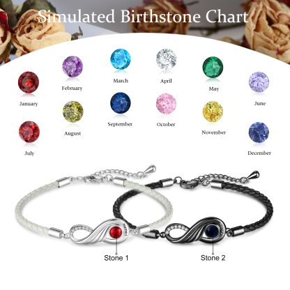 Valentines Day Gifts Infinity Birthstone Bracelet Set for Couple-Jessemade AU