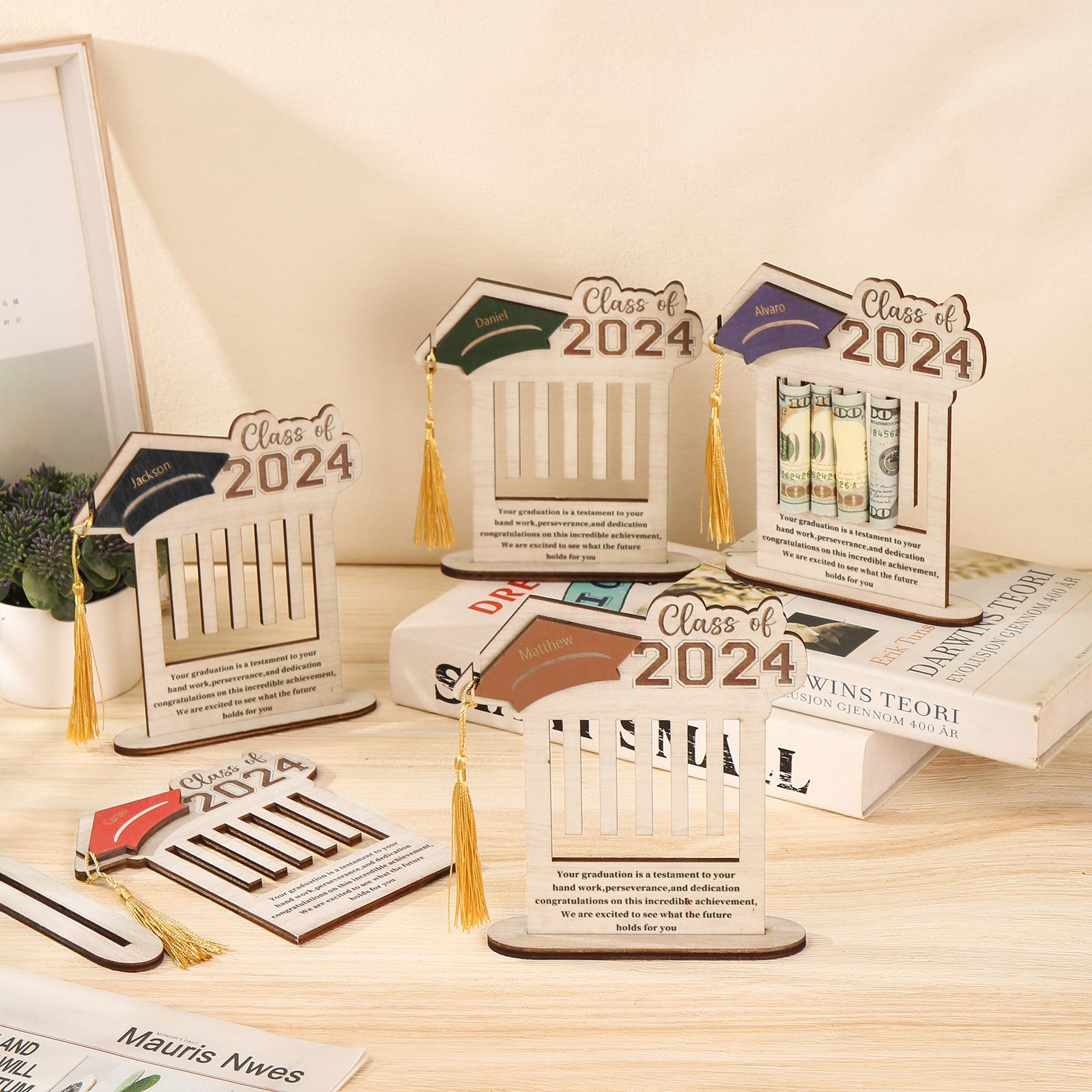 Class of 2024 Personalised Graduation Wooden Money Rack Custom Name Creative Graduation Gifts for Her/Him-Jessemade AU