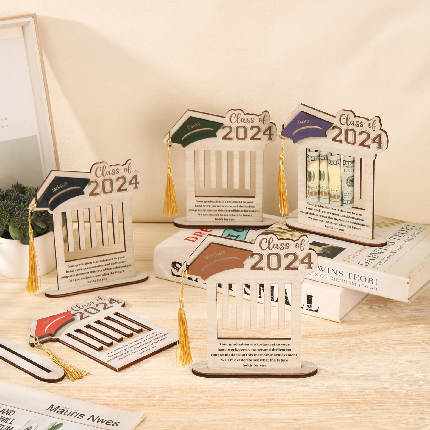 Class of 2024 Personalised Graduation Wooden Money Rack Custom Name Creative Graduation Gifts for Her/Him-Jessemade AU