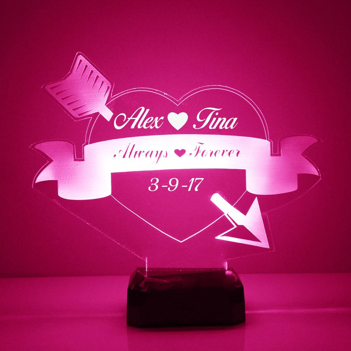 Personalised 7 Colours Changing Night Light Custom Name LED Lamp Gifts For Couple-Jessemade AU