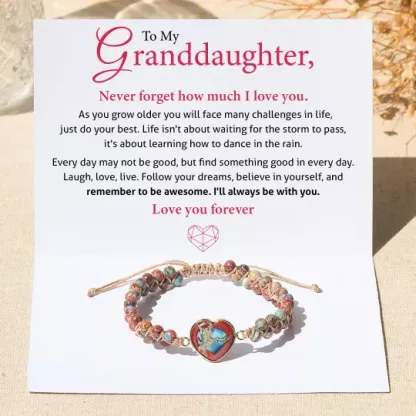 To My Granddaughter Love You Forever Jasper Heart Bracelet-Jessemade AU