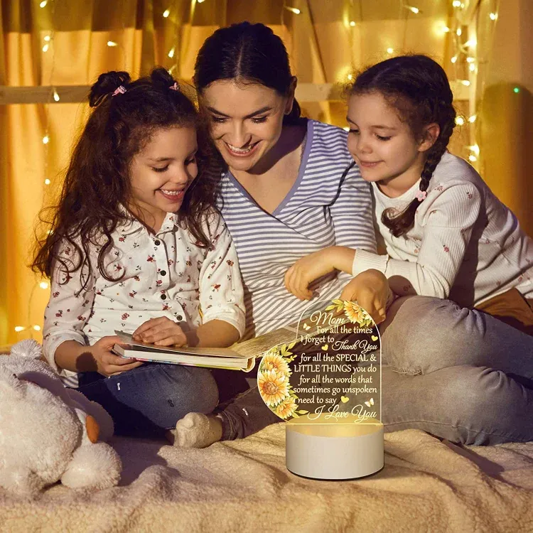 To My Mom-Flower Heart Night Light LED Lamp Bedroom Decoration For Mother-For all the times I forgot to Thank you-Jessemade AU