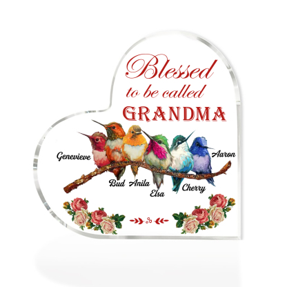 Acrylic Heart Keepsake Custom 7 Names Birds Decor Personalised Gifts for Grandma Mum-Jessemade AU