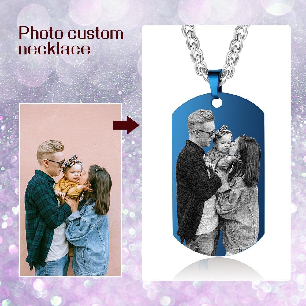 Personalised Photo Tag Necklace Custom Photo Cuban Chain Necklace Gifts For Father-Jessemade AU